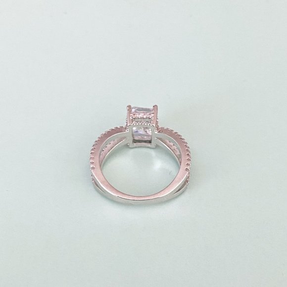 Square Cut CZ Solitaire Ring - Picture 5 of 7